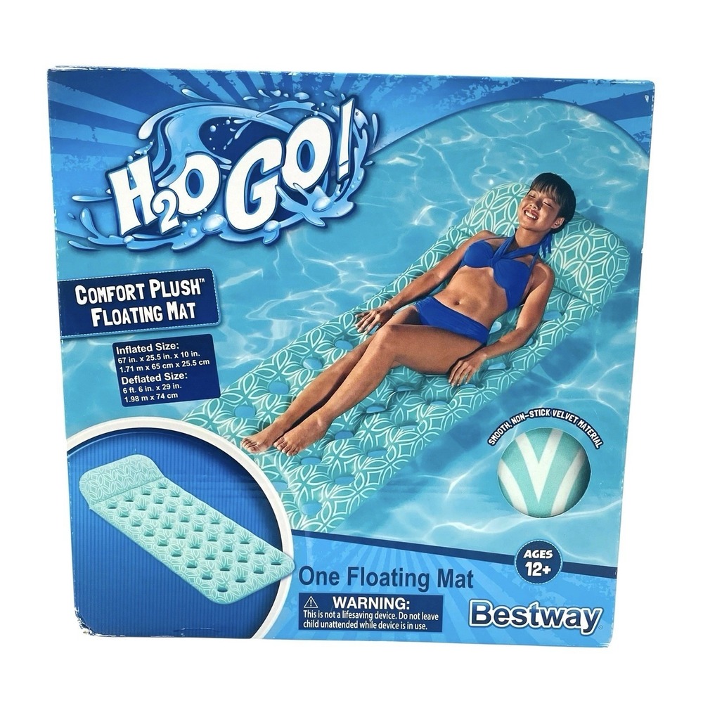 Bestway H2OGO Comfort Plush Floating Mat Unisex OS Teal Inflatable Velvet Finish